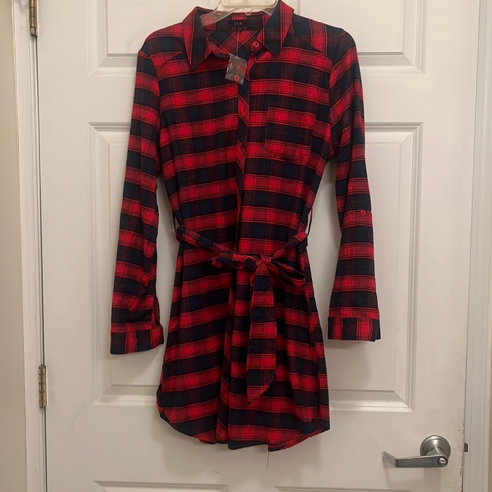Plaid waist tie dress